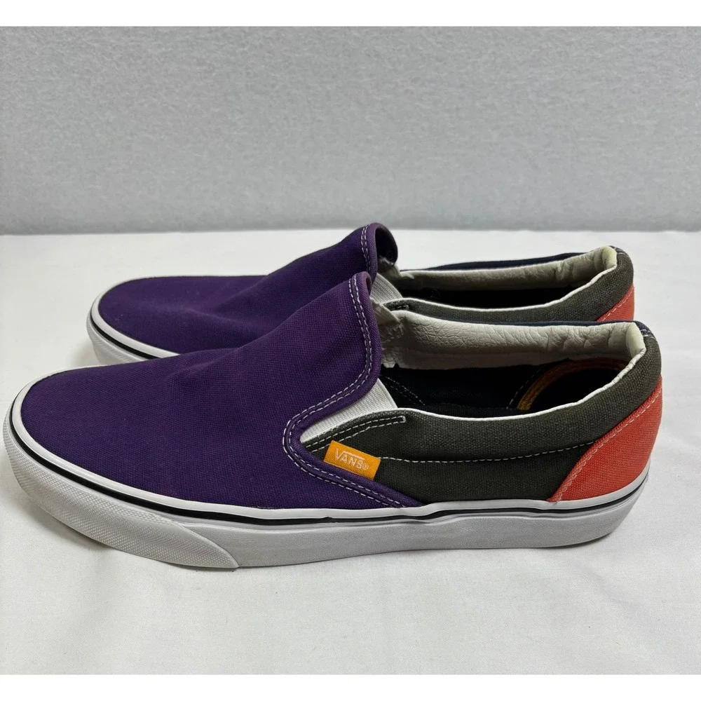 Vans Classic Slip On Colorblock Purple Navy Orange Men 8.5 Womens 10 VN0A38F7U5B